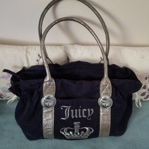 Vintage Authentic Juicy Couture Navy Canvas Purse